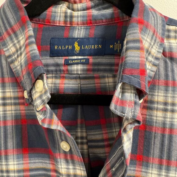 Polo Ralph Lauren Men’s Long Sleeve Plaid Shirt — Red & Gray | Size Medium - Picture 2 of 6
